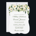 Waterverf Floral Green White Wedding Invitation S Kaart<br><div class="desc">Waterverf Floral Botanical Green and White Wedding Invitation Bracket Style - Groen script</div>