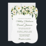 Waterverf Floral Green White Wedding Invitation S Kaart<br><div class="desc">Waterverf Floral Botanical Green and White Wedding Invitation Bracket Style - Groen script</div>