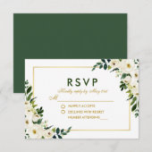 Waterverf Floral Green White Wedding RSVP GB (Voorkant / Achterkant)