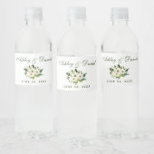 Waterverf Floral Green White Wedding Waterfles Etiket (Flessen)