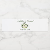 Waterverf Floral Green White Wedding Waterfles Etiket (Enkel label)