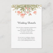 Waterverf Floral Greene Wedding Reception Details Informatiekaartje (Voorkant)