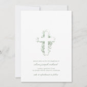 Waterverf Floral Greenery Baptism Uitnodiging (Voorkant)