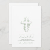 Waterverf Floral Greenery Baptism Uitnodiging (Voorkant / Achterkant)