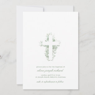 Waterverf Floral Greenery Baptism Uitnodiging