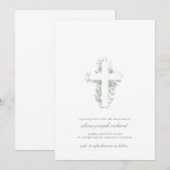 Waterverf Floral Greenery Baptism Uitnodiging (Voorkant / Achterkant)