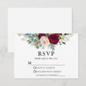 Waterverf Floral Greenery Burgundy RSVP Kaartje (Voorkant / Achterkant)