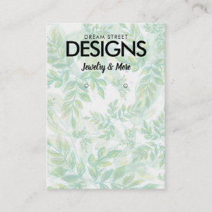 Waterverf Floral Greenery Earring Display Card Visitekaartje