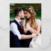 Waterverf Floral Greenery Foto Wedding Gold Folie Uitnodiging (Achterkant)