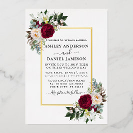 Waterverf Floral Greenery Gold Folie Uitnodiging