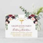 Waterverf Floral Greenery Medical Afstudeerder Par Kaart (Staand voorkant)