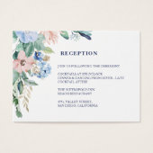 Waterverf Floral Greenery Navy Wedding Reception Visitekaartje (Voorkant)