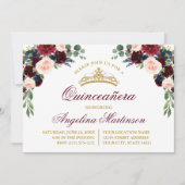 Waterverf Floral Greenery Quinceanera Partij Kaart (Voorkant)