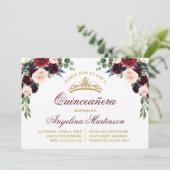 Waterverf Floral Greenery Quinceanera Partij Kaart (Staand voorkant)