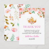 Waterverf Floral Greenery Teapot Party Birthday Bedankkaart (Voorkant / Achterkant)