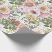 Waterverf Floral Greenery van Blush Roze Rose Cadeaupapier (Hoek)