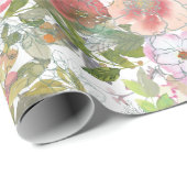 Waterverf Floral Greenery van Blush Roze Rose Cadeaupapier (Rol Hoek)
