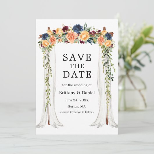 Waterverf - Floral Greenery Wedding Canopy Save The Date (Staand voorkant)