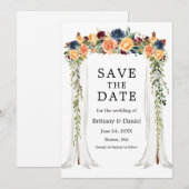 Waterverf - Floral Greenery Wedding Canopy Save The Date (Voorkant / Achterkant)