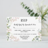 Waterverf Floral Greenery Wedding w/Meal Choice RSVP Kaartje (Staand voorkant)