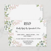 Waterverf Floral Greenery Wedding w/Meal Choice RSVP Kaartje (Voorkant / Achterkant)