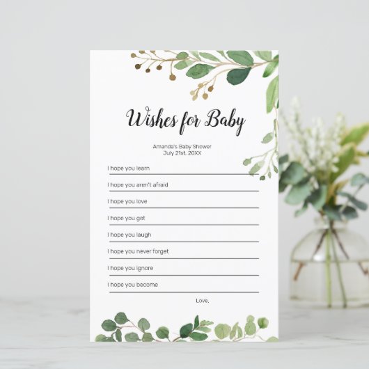 Waterverf Floral Greenery wil Baby gamen (Staand voorkant)