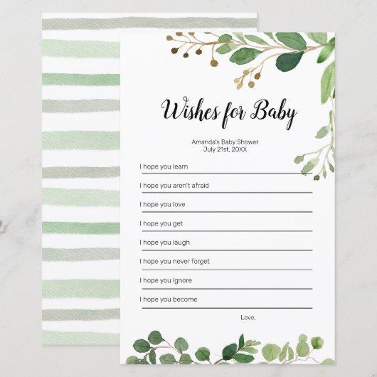 Waterverf Floral Greenery wil Baby gamen (Voorkant / Achterkant)