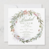 Waterverf Floral Greenery Wreath Bridal Brunch Kaart (Voorkant)