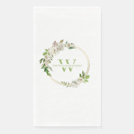 Waterverf Floral Greenery Wreath Monogram Servet