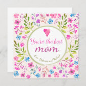 Waterverf Floral Greeting Name Moederdag Kaart (Voorkant / Achterkant)