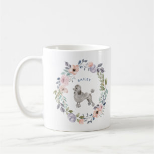 Waterverf Floral   Grijze poedelhond Koffiemok