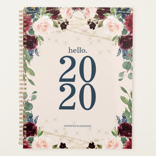 Waterverf Floral Hallo 2020 Cute Planner (Voorkant)