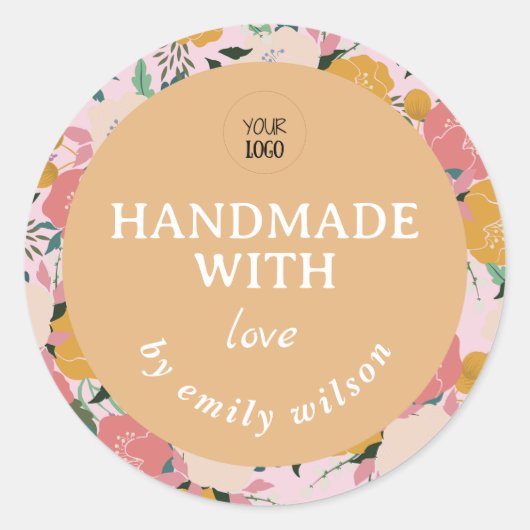  Waterverf Floral Handgemaakte Verpakking Ronde Sticker (Voorkant)