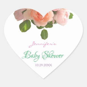 Waterverf Floral handgeschreven Baby shower Sjablo Hart Sticker