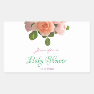 Waterverf Floral Handgeschreven Baby shower Sjablo Rechthoekige Sticker
