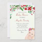 Waterverf Floral Happy Baby shower Invitation (Voorkant)