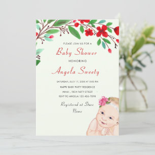 Waterverf Floral Happy Baby shower Invitation