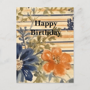 Waterverf Floral Happy Birthday Briefkaart