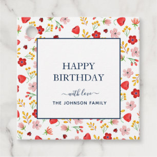 Waterverf Floral Happy Birthday cadeau labels