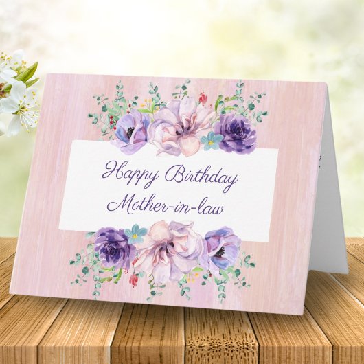 Waterverf Floral Happy Birthday-schoonmoeder Kaart