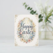 Waterverf Floral Happy Easter Briefkaart (Staand voorkant)