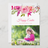 Waterverf Floral Happy Easter fotokaart Feestdagenkaart (Voorkant)