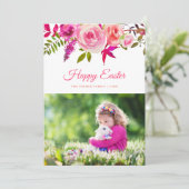 Waterverf Floral Happy Easter fotokaart Feestdagenkaart (Staand voorkant)
