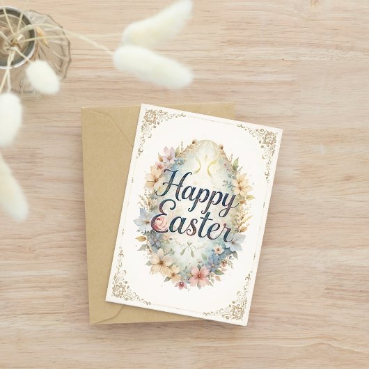 Waterverf Floral Happy Easter Kaart
