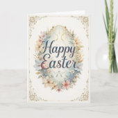 Waterverf Floral Happy Easter Kaart (Voorkant)