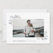 Waterverf Floral Happy Hanukkah Feestdagenkaart (Voorkant)