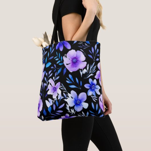 Waterverf Floral Harmony – Naadloze Botanische Pat Tote Bag (Dichtbij)