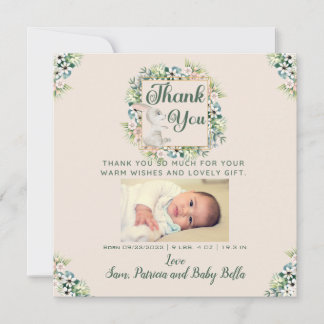 Waterverf Floral Hartelijk dank Baby Gift Kaart