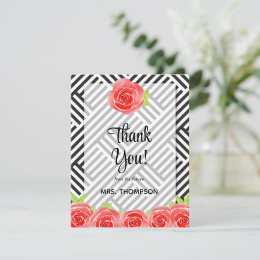 Waterverf Floral Hartelijk dank Bedankkaart (Staand voorkant)