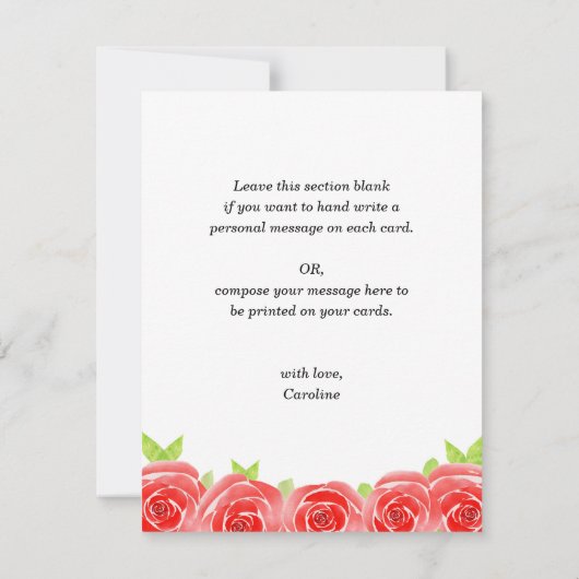 Waterverf Floral Hartelijk dank Bedankkaart (Achterkant)